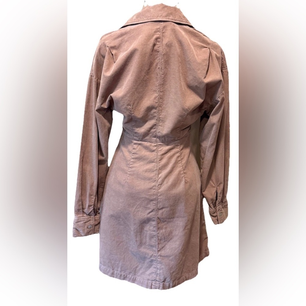 Zara Pink Shirt Dress Velvet Fit & Flare Mini Size XS - Picture 2 of 4